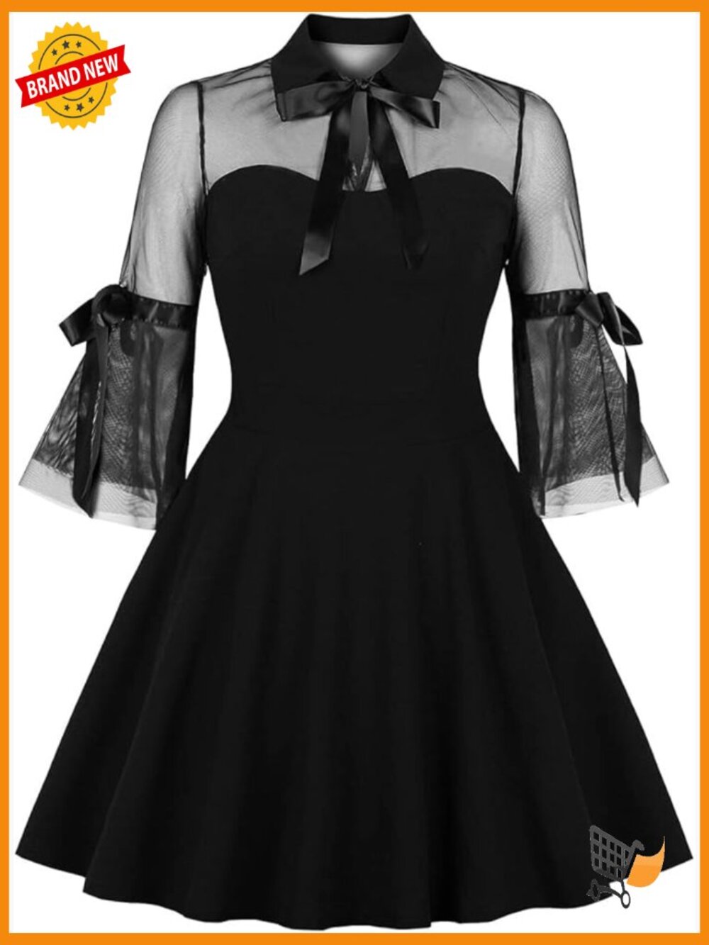 Vintage 1950s Polka Dot Swing Dress with Bell Sleeves